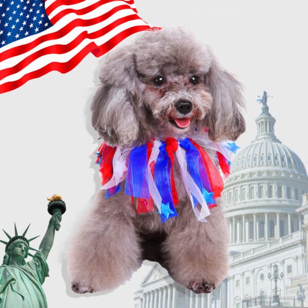 Pet Costume-American Independence Day Pet decoration magenta ribbon neck girth dog holiday decorations